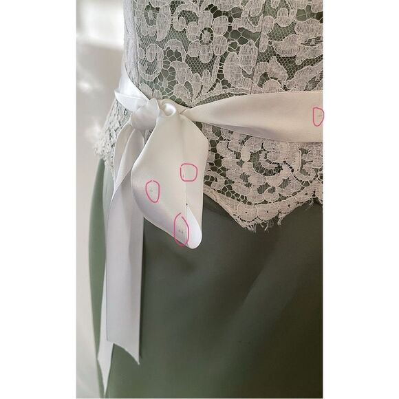 Jim Hjelm Occasions Strapless Lace Dress | Vintage Sage Green - Picture 9 of 14